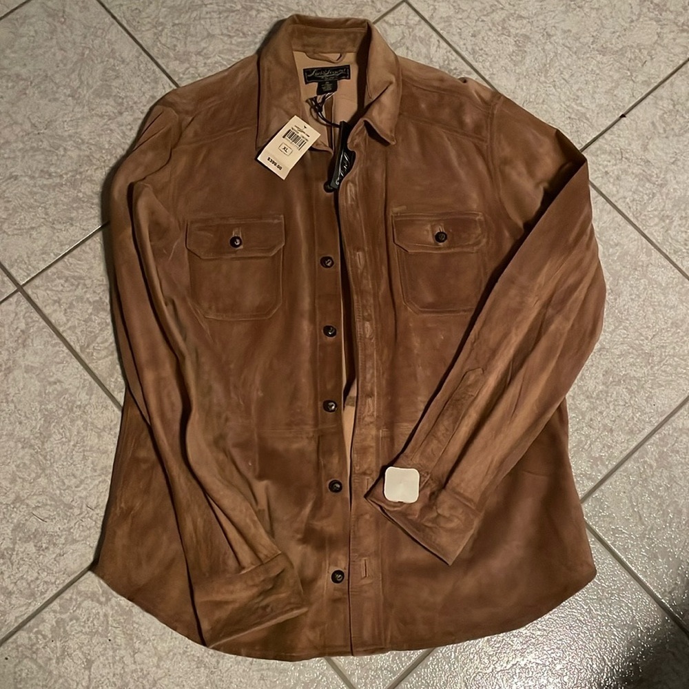 Lucky Legend, Lucky Brand, genuine suede Shacket, Tan, Unlined NWT $399 retail